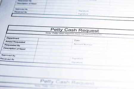 Petty cash request. Business document. Cash request paper