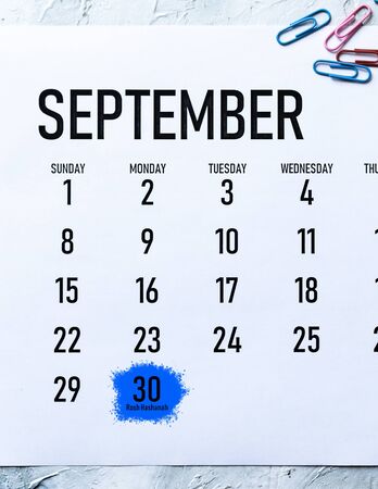 Rosh Hashanah - Monday, September 30 marked on 2019 calendarの写真素材