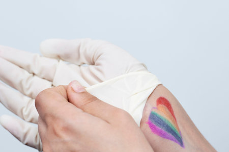 LGBTQ female doctor fights with coronavirus on frontline. LGBTQ friendly healthcare system worker...
