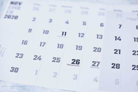 Thanksgiving Day in USA - Thursday, November 26 marked on the calendarの写真素材