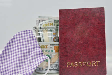 New travel rules. Saving for traveling after coronavirus pandemic. Tourism re-open. Travel business recovering. Effects of COVID-19 on the tourism industryの写真素材