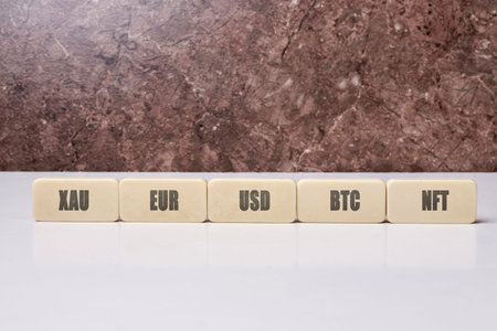 Evolution of crypto technology - XAU, EUR, USD, BTC and NFTの写真素材