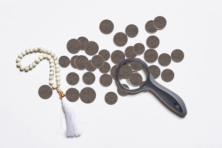 Concept of islamic finance on white background. Sharia-compliant finance - banking or financing...