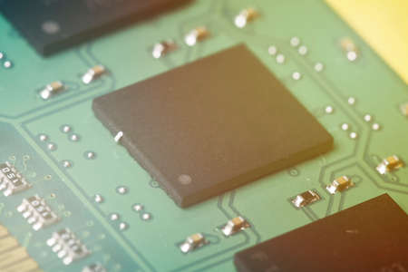 Global semiconductor shortage. Computer chip and semiconductor shortage hurting car industry production. Semiconductor chip shortage could extend several yearsの写真素材