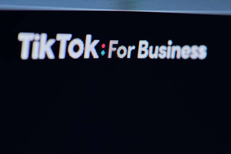 California, United States - 25 November 2021: TikTok for business - web page captured from computer monitor. TikTok Business Center. Check Tiktok for business pageのeditorial素材