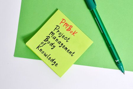 PmBok - Project Management Body of Knowledge text on sticky note