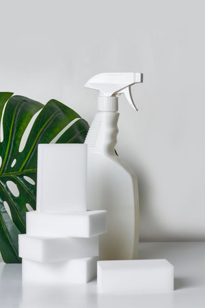 Cleaning service concept. Cleaning chemical bottles. cleaning supplies. House cleaning concept
