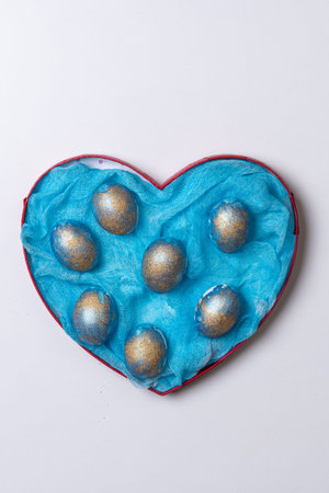 Happy easter time. Bright Easter holiday concept with spring flowers and easter eggs. Colorful...