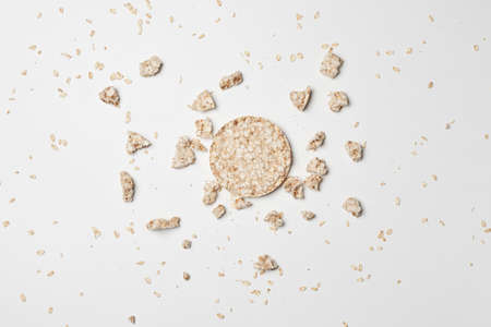 Rise cake on white background. Healthy snackの写真素材