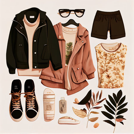 clothes, shoes and accessories on a white surface with text that reads how to style your wardrobe for the fall / winter seasonの素材