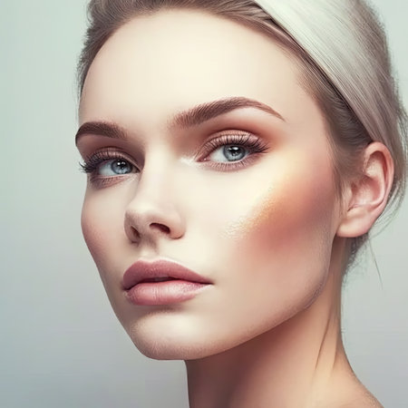 A close-up view of a young womans face as she receives a cosmetic injection for skincare and beauty treatment Generative AIの素材