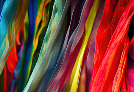 colorful streamers hanging from the ceiling in front of a black background with text that reads, how to make your own. Generative AIの素材