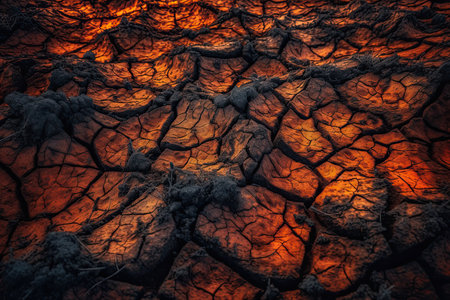 some rocks and dirt in the middle of an area that looks like its going to be burned by fire. Generative AIの素材