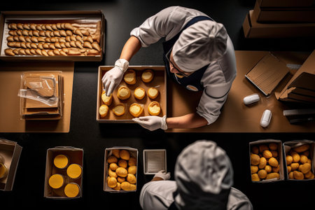 some food being prepared on the table to be eaten by a person who is wearing a chefs hatの素材