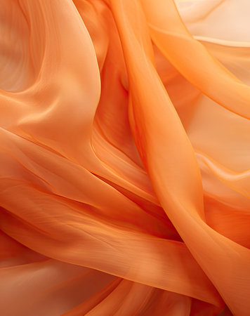an orange silk fabric with some folds on the top and bottom, as if its not in useの素材