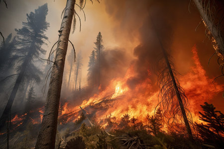 fire burning through trees in the bushland national park on sunday, july 6, 2019 photo by steve sisfeld / gettyの素材