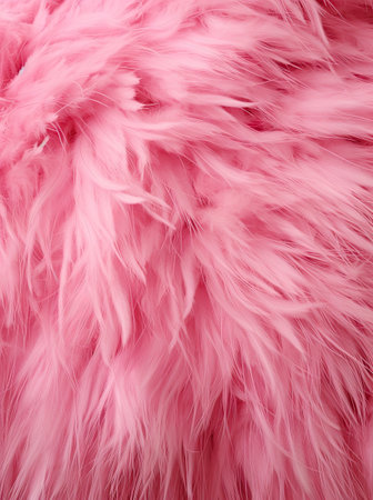 pink feathers in the shape of an animals fur, close up on a black background with space for textの素材
