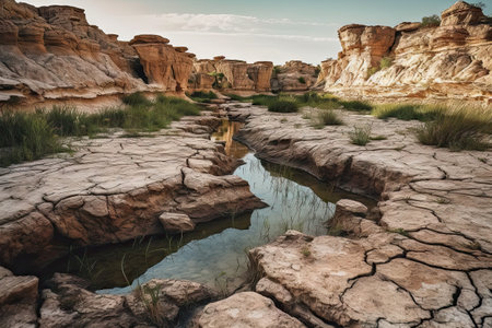 some rocks and water in the middle of nowhere, nevada national park, nevada county, nevada state, usaの素材