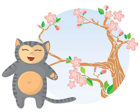  illustration of cute kid wearing masquerade. catのイラスト素材