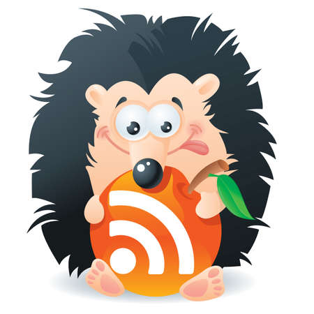Hedgehog with an apple rss-bottonのイラスト素材