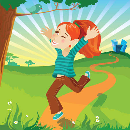 The girl on morning jogのイラスト素材