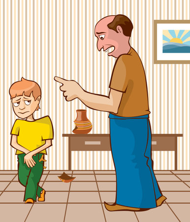 The guilty child. Punishment for the broken vas.のイラスト素材