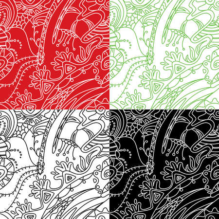 Set of  4 abstract seamless patterns のイラスト素材