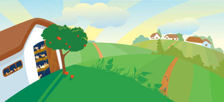 Hen house in the afternoonのイラスト素材