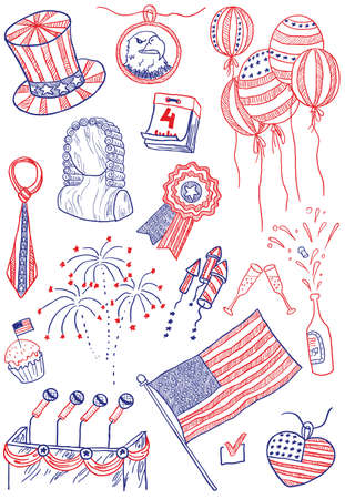 Independence day of America doodlesのイラスト素材