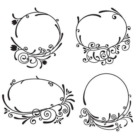 Set of floral framesのイラスト素材