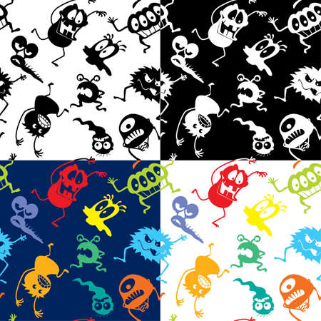 Seamless with monsters-bacterias-aliensのイラスト素材