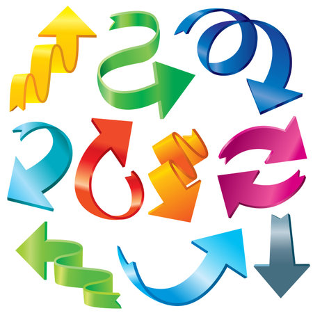 Set of 3d colour arrowsのイラスト素材