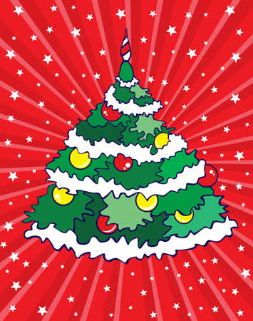 Christmas  card with fur-treeのイラスト素材