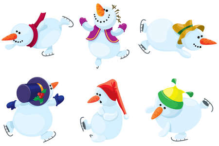 Collection of the skating snowmansのイラスト素材