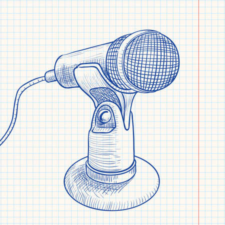 Doodle retro microphoneのイラスト素材