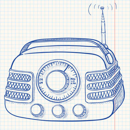 Retro radio with antennaのイラスト素材