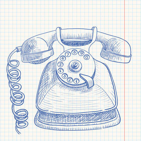 Doodle retro telephoneのイラスト素材
