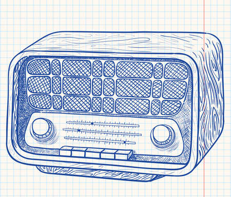 Retro wooden radioのイラスト素材