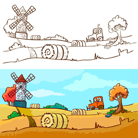 Autumn harvestingのイラスト素材