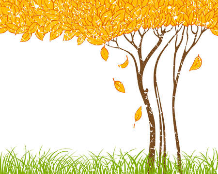 Grunge background with autumn treeのイラスト素材