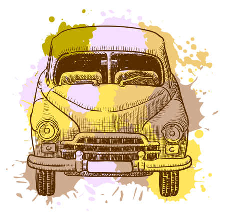 Grunge retro carのイラスト素材