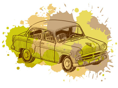 Grunge vintage carのイラスト素材