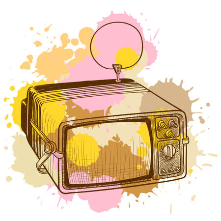 Grange vintage TVのイラスト素材