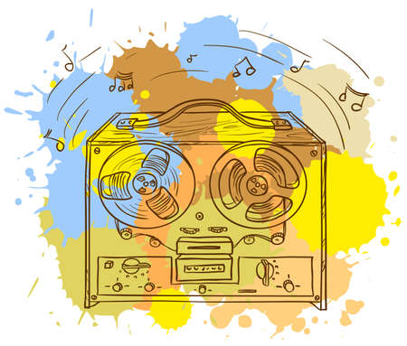 Grunge Retro Musical player (tape recorder)のイラスト素材