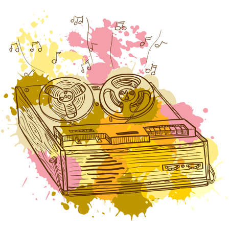 Grunge Retro Musical player (tape recorder)のイラスト素材