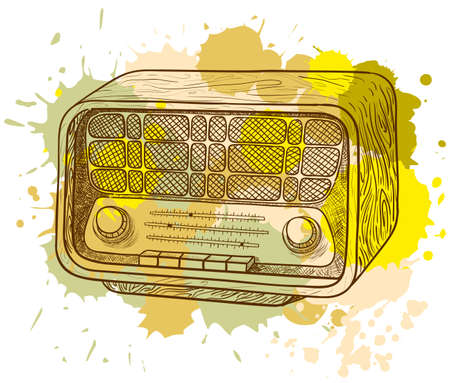 Grunge vintage wooden radioのイラスト素材