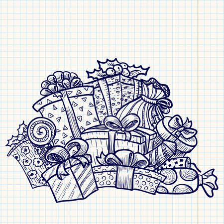 Cute doodle engfaved christmas giftsのイラスト素材