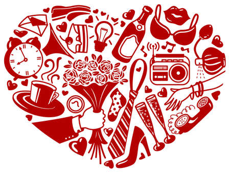 Romantic and dating heart silhouette のイラスト素材