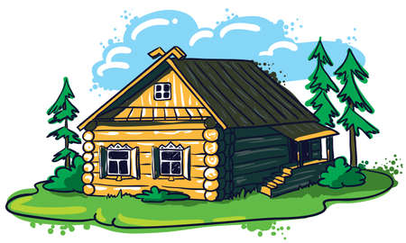 Sketchy hand-drawn house (Russian hut)のイラスト素材