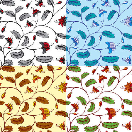 Floral abstract seamlesses setのイラスト素材
